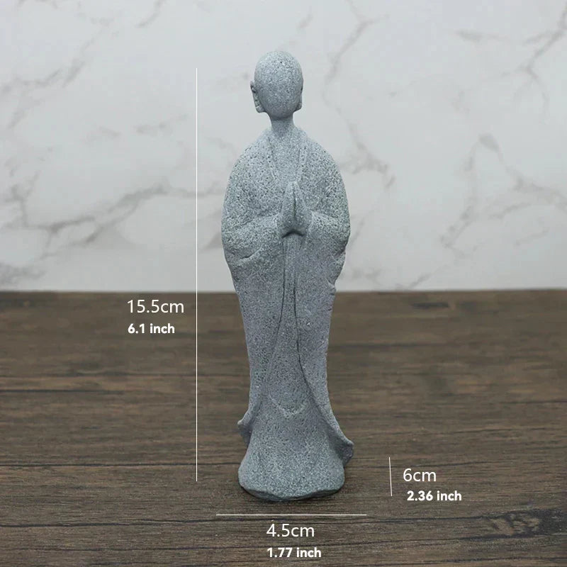Lille Buddha Statue i Sandsten til Meditation og Zen Have