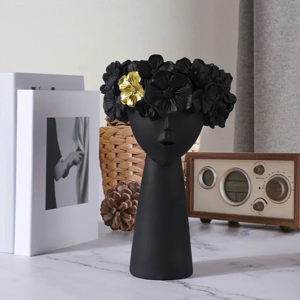 Moderne Harpiks Pige Ansigt Vase til Tørrede Blomster