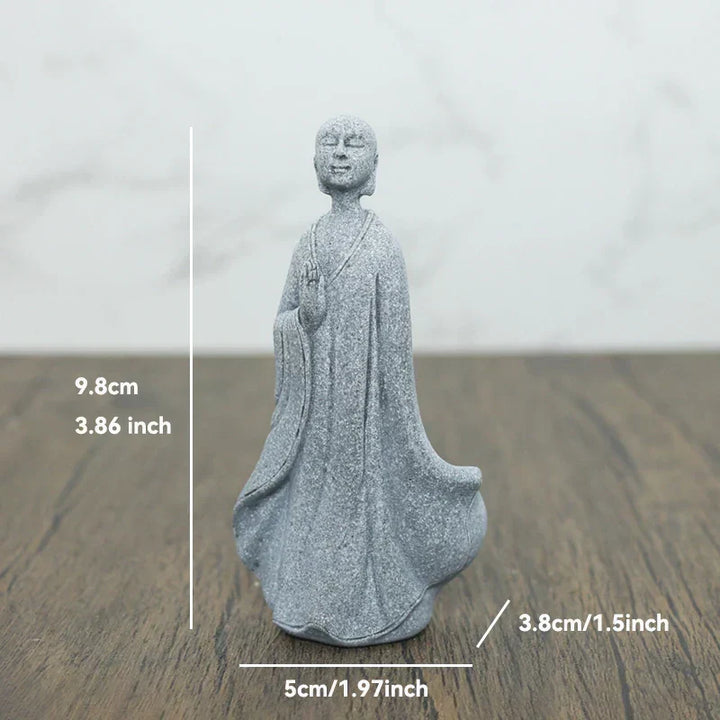 Lille Buddha Statue i Sandsten til Meditation og Zen Have
