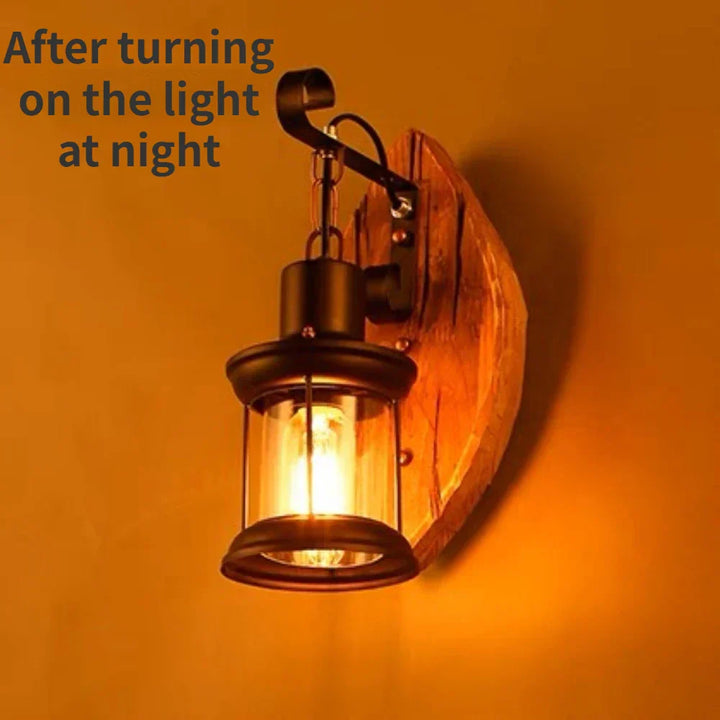 Vintage Industriel Væglampe med Metalbur og LED Belysning