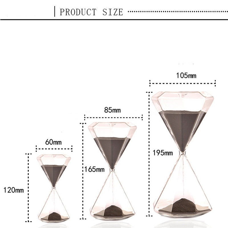 Diamantformet Glas Timeglas med Farverigt Sand - 5-60 Minutters Timer