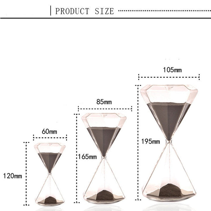 Diamantformet Glas Timeglas med Farverigt Sand - 5-60 Minutters Timer