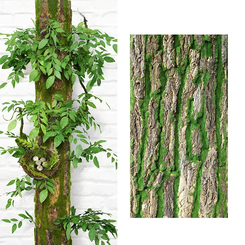 DIY Vægsdekoration med Grøn Bark og Silkeplantegren