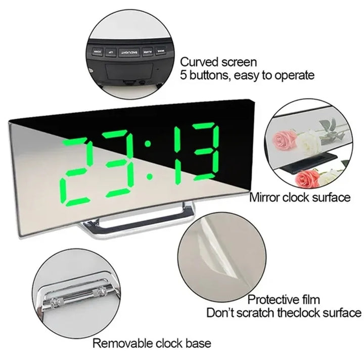 Buet LED Digital Vækkeur med Snooze og USB Opladning