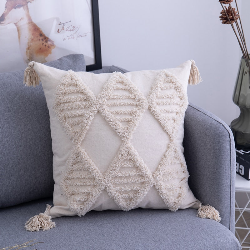 Boho Pude Covers med Frynser og Zigzag Mønster