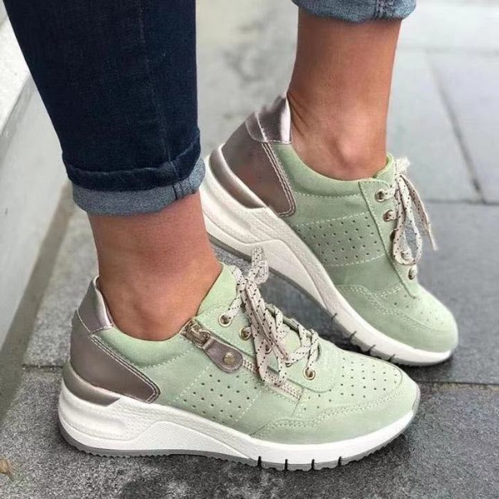 Marie | Dame fritidssneakers med rund tå og snørebånd
