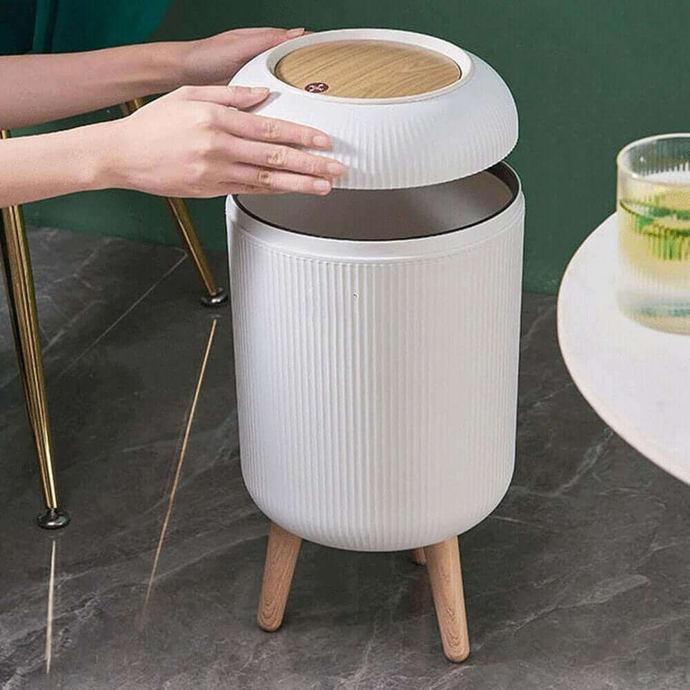10L Mid-Century Modern Affaldsspand med Låg til Badeværelse