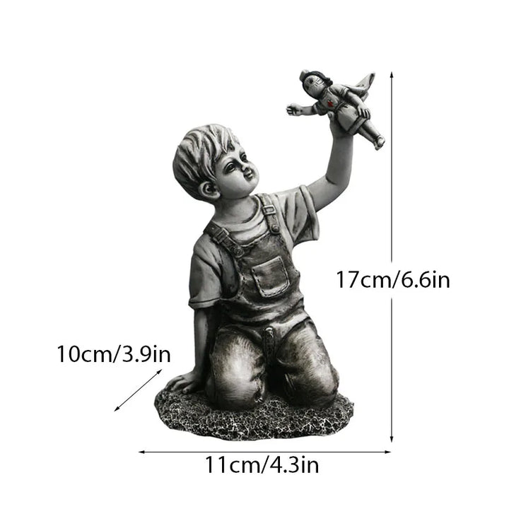 Håndlavet Banksy Blomsterkaster Harpiksskulptur 21,5 cm