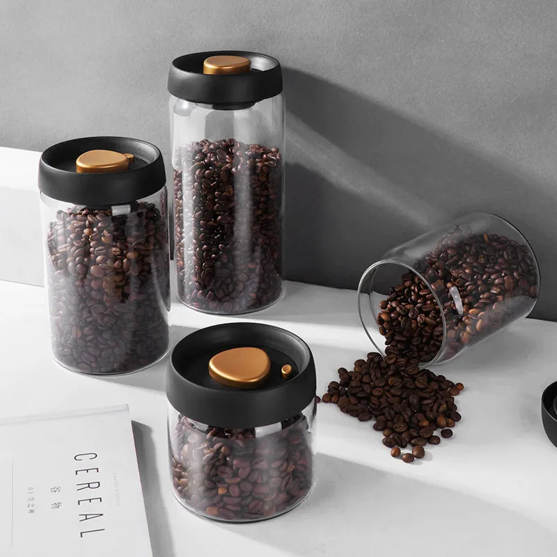 Lufttæt Vakuumforseglet Glasbeholder til Kaffe og Fødevarer