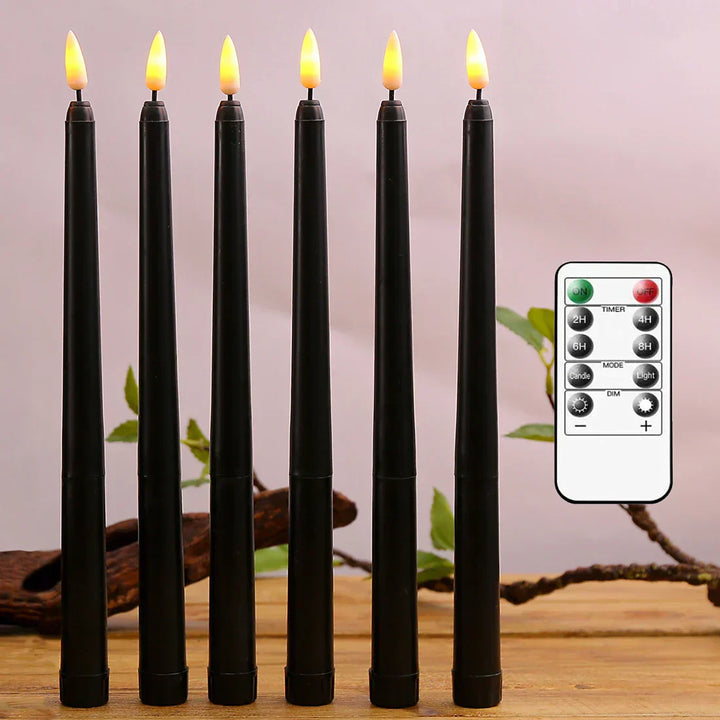 Sorte LED Lys uden Flamme med Fjernbetjening