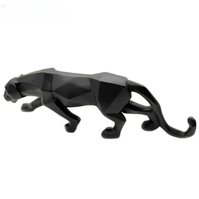 Abstrakt Leopard Statue i Resin - Geometrisk Dyrefigur til Moderne Indretning