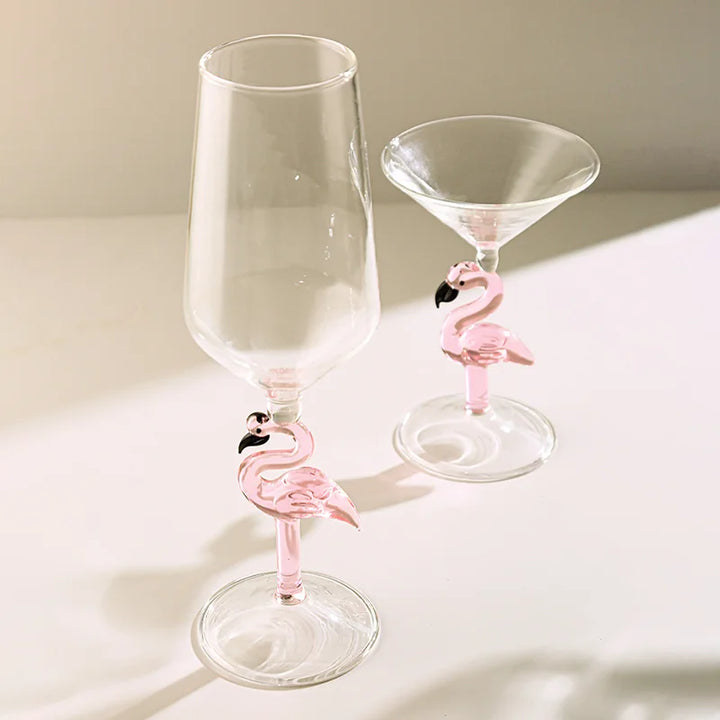 Flamingo Håndtag Glasværk Sæt til Cocktails og Vin