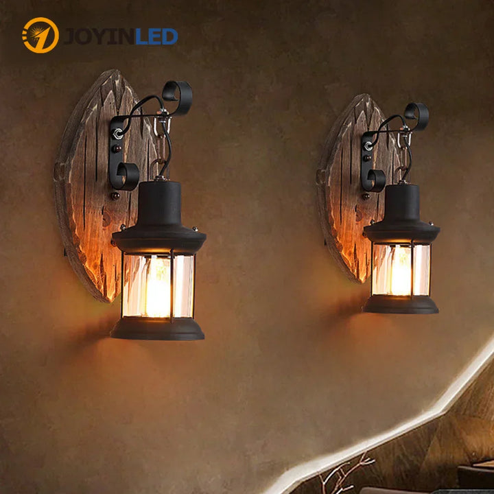 Vintage Industriel Væglampe med Metalbur og LED Belysning