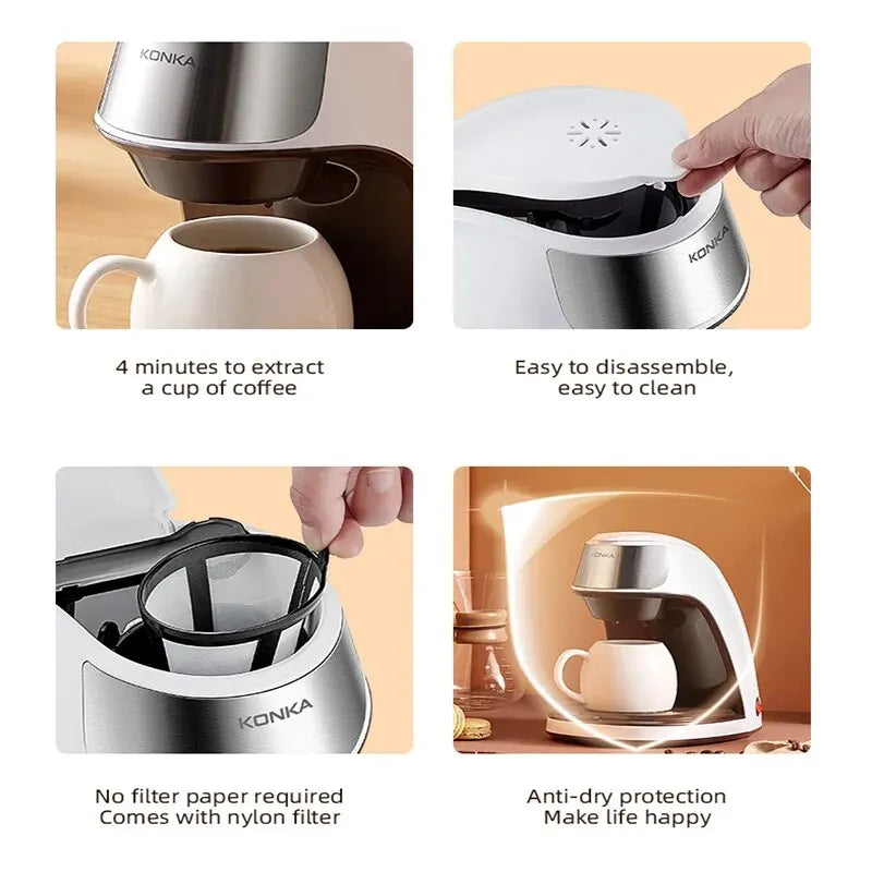 Kompakt 2-i-1 Kaffe- og Te-Maker med Hurtig Opvarmning, 300 ml