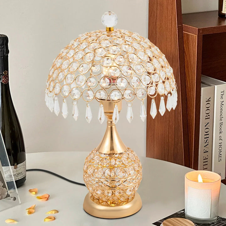 Moderne Guld Krystal Bordlampe med Justerbart LED Lys