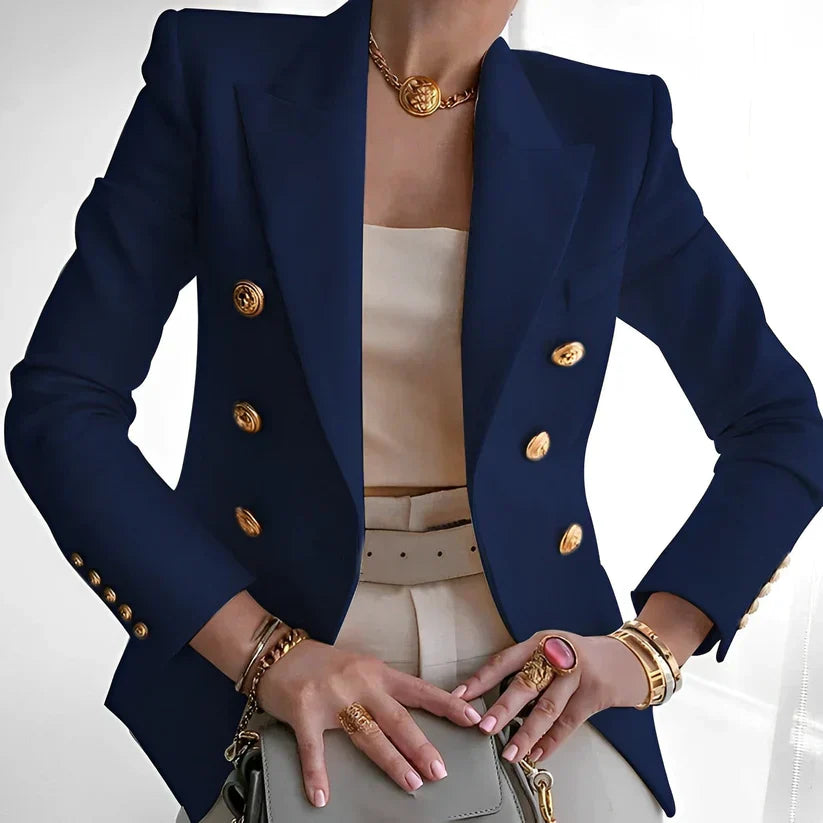 Monroe | Kvinders Klassiske Dobbeltradet Blazer med Guldknapper
