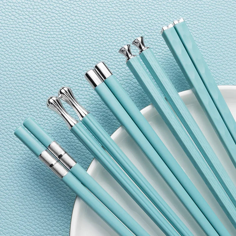 Elegant Legerings Spisepinde Sæt - 5 Par, Opvaskemaskinevenlige