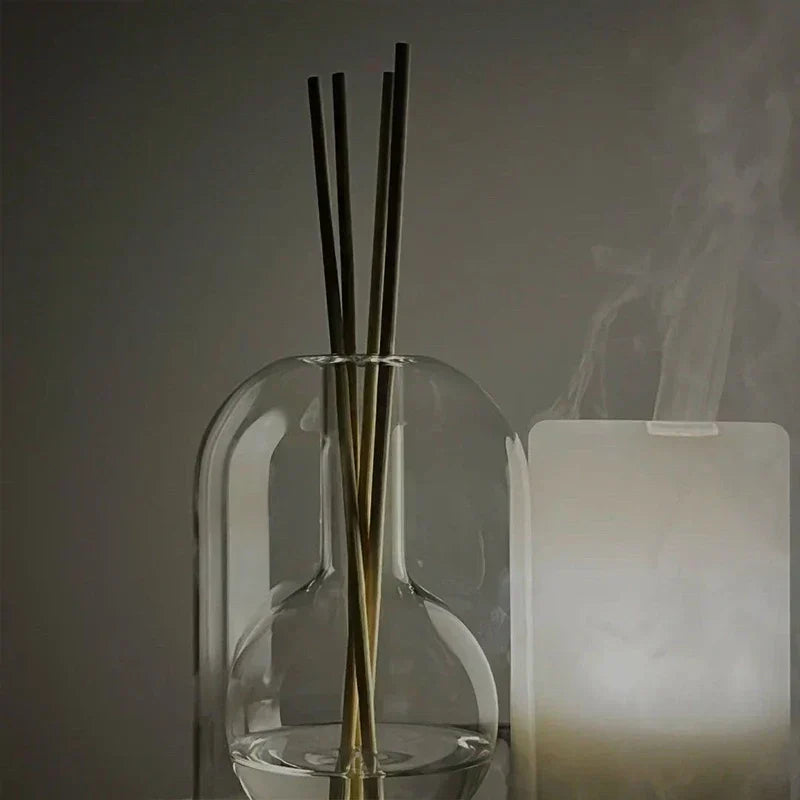 Elegant Glas- og Træduftdiffuser med 8 Duftpinde