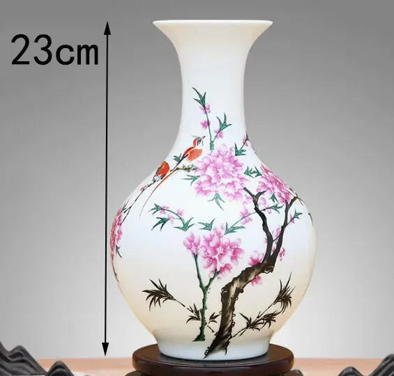 Elegant Kinesisk Porcelæns Blomster Vase i Mellem Størrelse