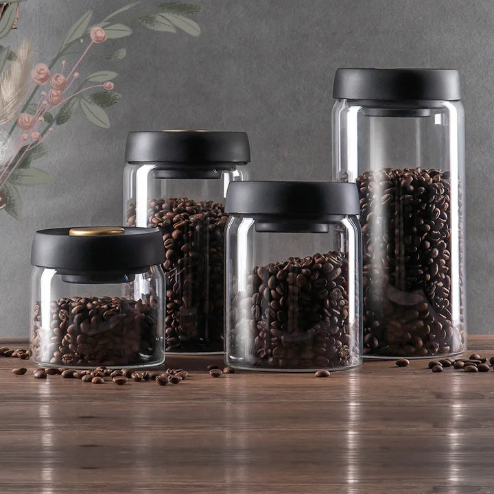 Lufttæt Vakuumforseglet Glasbeholder til Kaffe og Fødevarer
