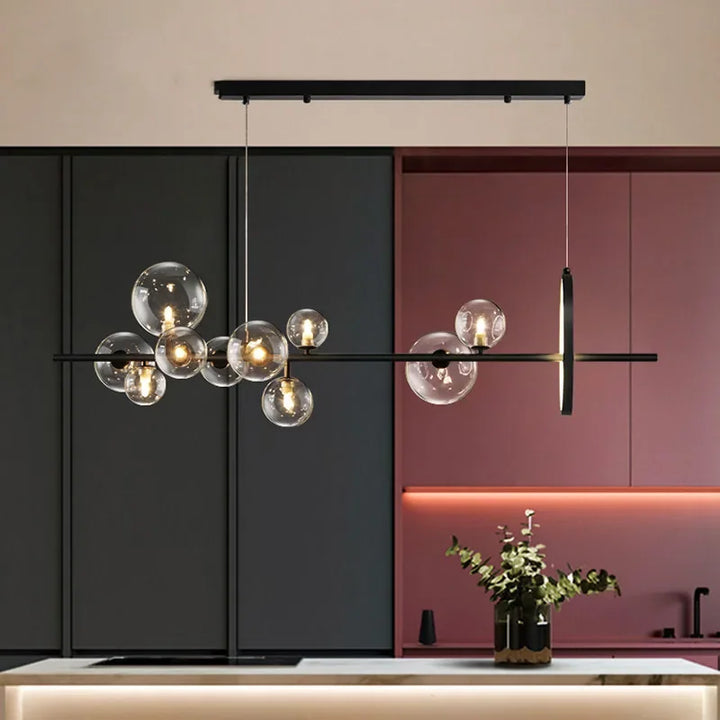 Moderne Metal Lysekrone med Klare Glasbobler og G9 Fatning