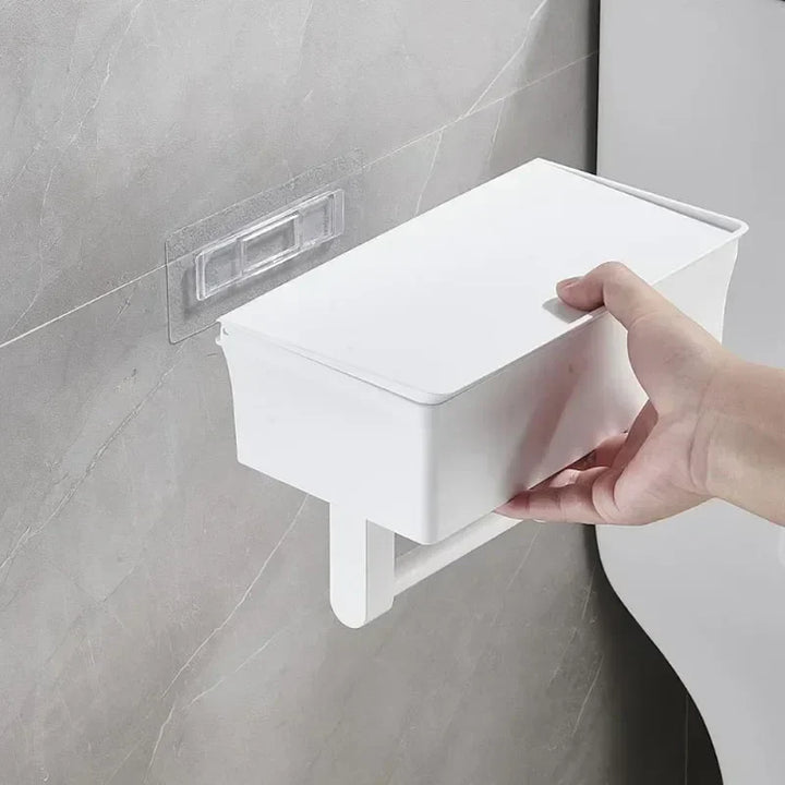 Toiletpapirholder i Rustfrit Stål med Opbevaringsskuffe