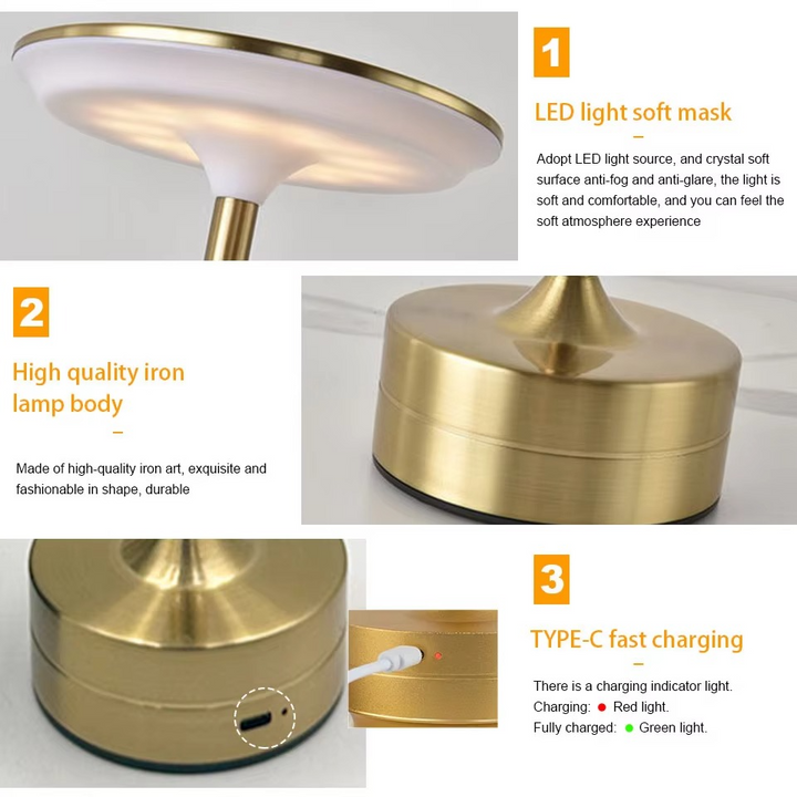 USB Genopladelig Touch Sensor LED Lampe med Justerbar Lysstyrke