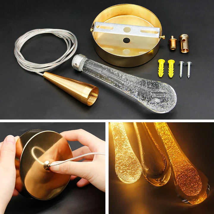 Krystal Pendellampe med Metalramme - Moderne LED Belysning