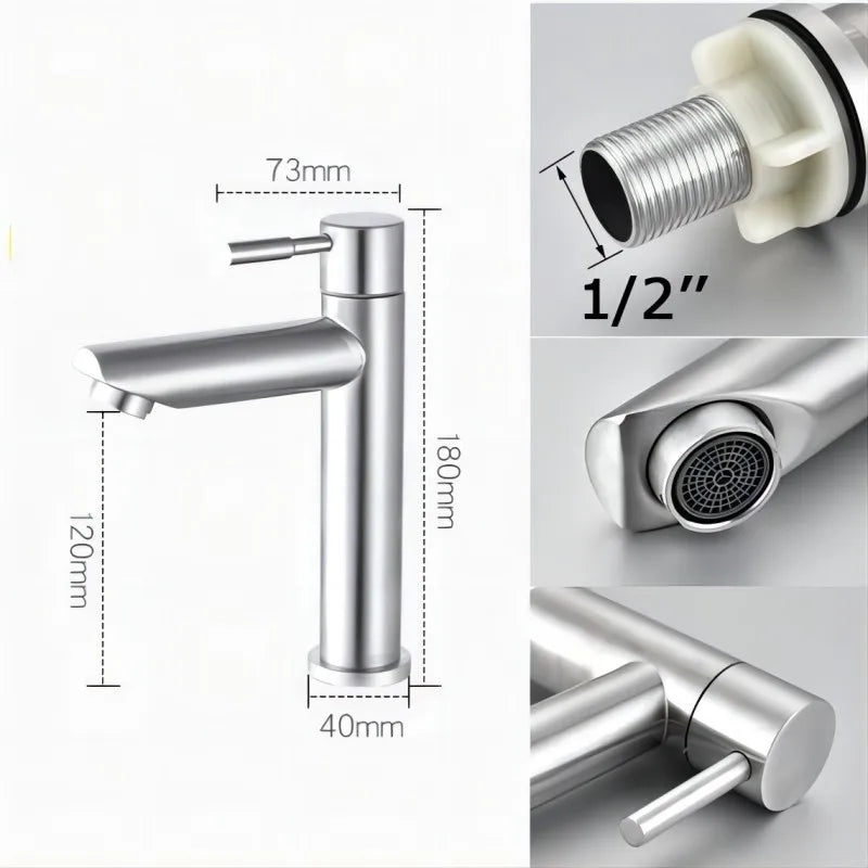 Stainless Steel Vask Faucet med Enkelt Greb og Miljøvenligt Design