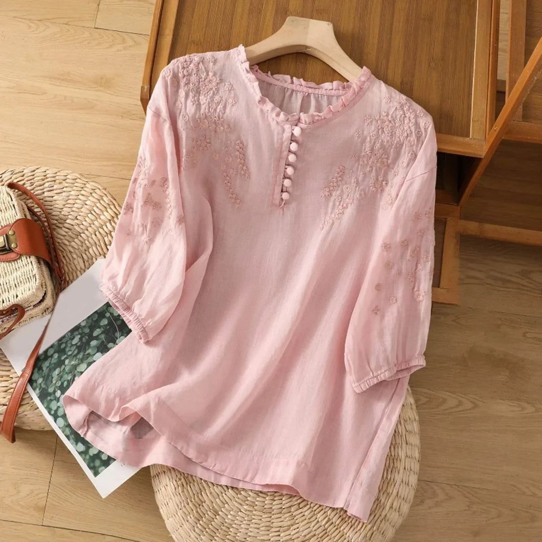 Suzanne™ | Blomstret Knap-Op Bluse