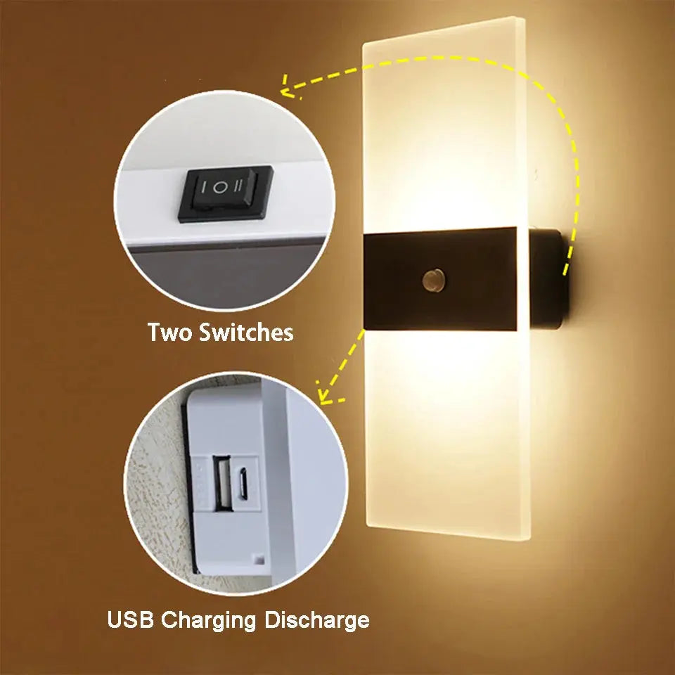 USB Genopladelig Touch Væglampe i Akryl Design