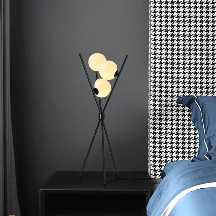 3D Måne Stående Lampe med Tripod og Varm LED Lys