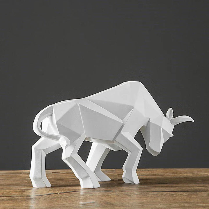 Moderne Geometrisk Tyr Skulptur i Sort og Hvid Harpiks