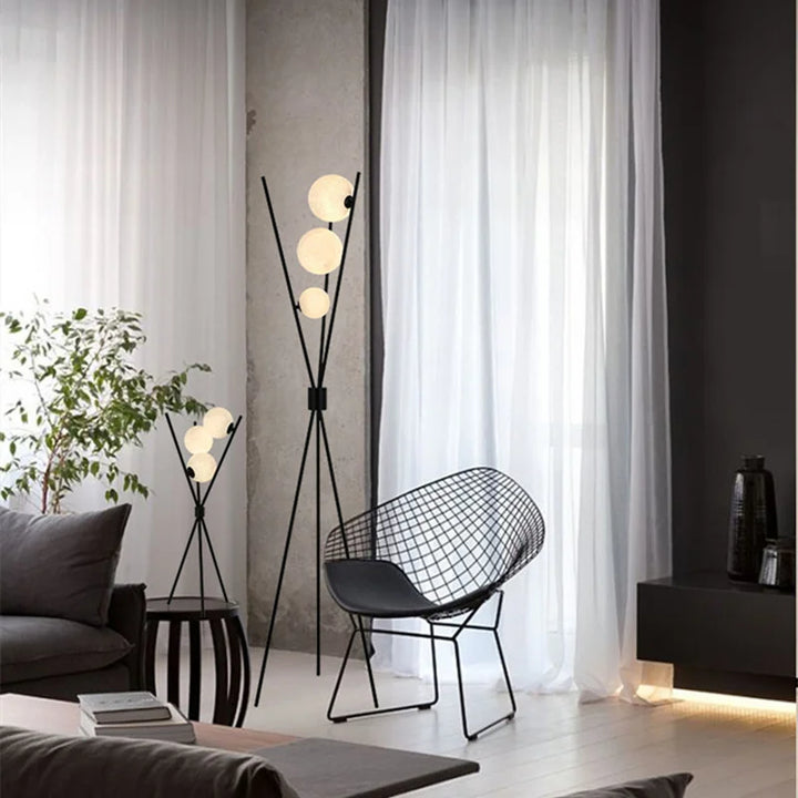 3D Måne Stående Lampe med Tripod og Varm LED Lys
