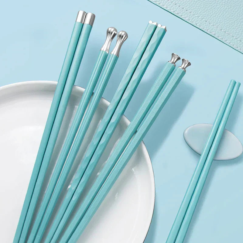 Elegant Legering Spisepinde Sæt - 5 Par, Holdbar og Hygiejnisk