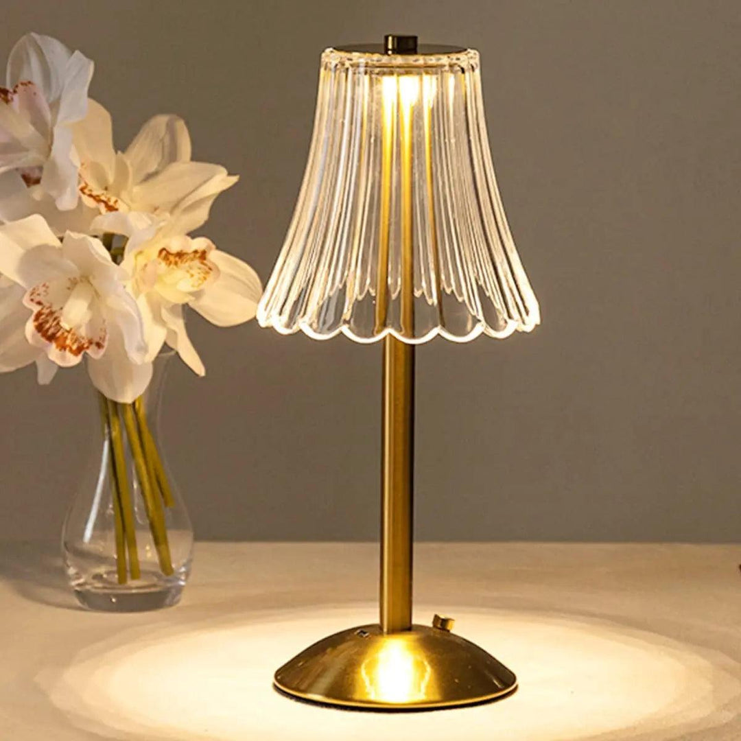 Vintage Krystal Bordlampe med Justerbar Lysstyrke og USB-C Batteri