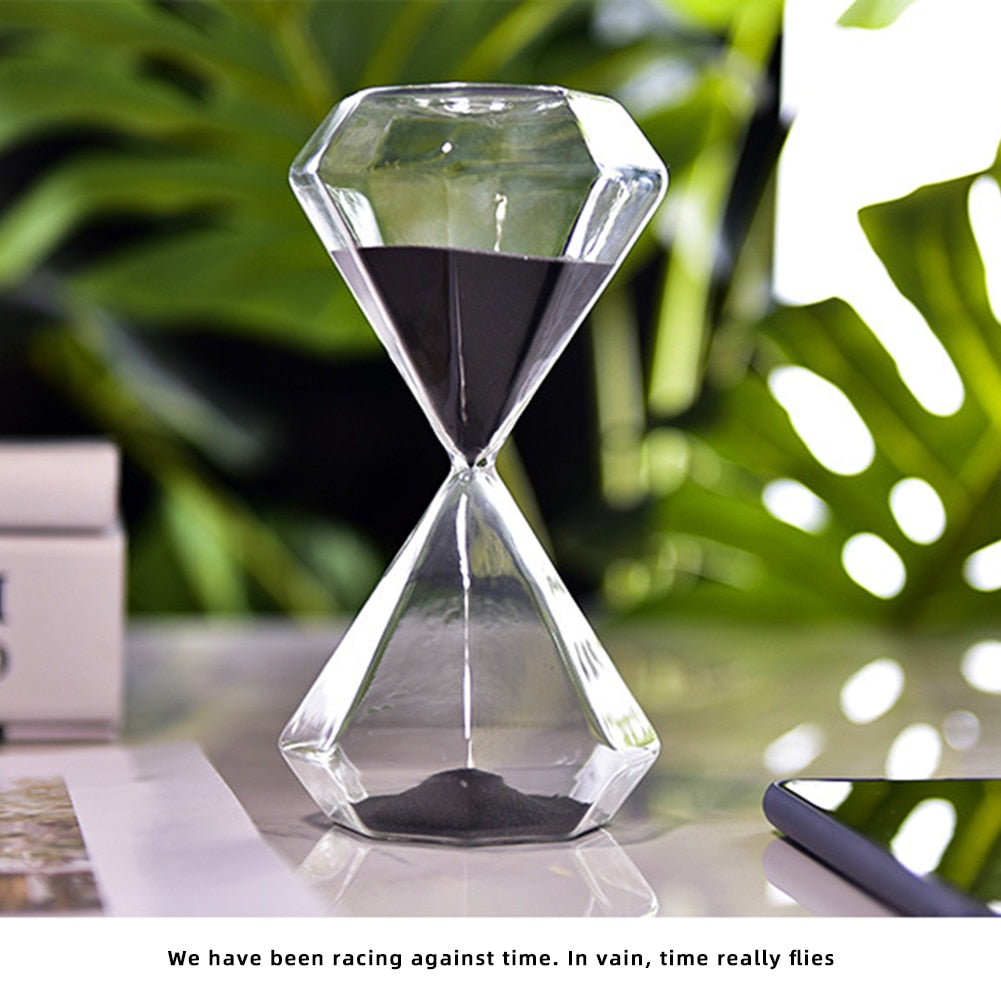 Diamantformet Glas Timeglas med Farverigt Sand - 5-60 Minutters Timer