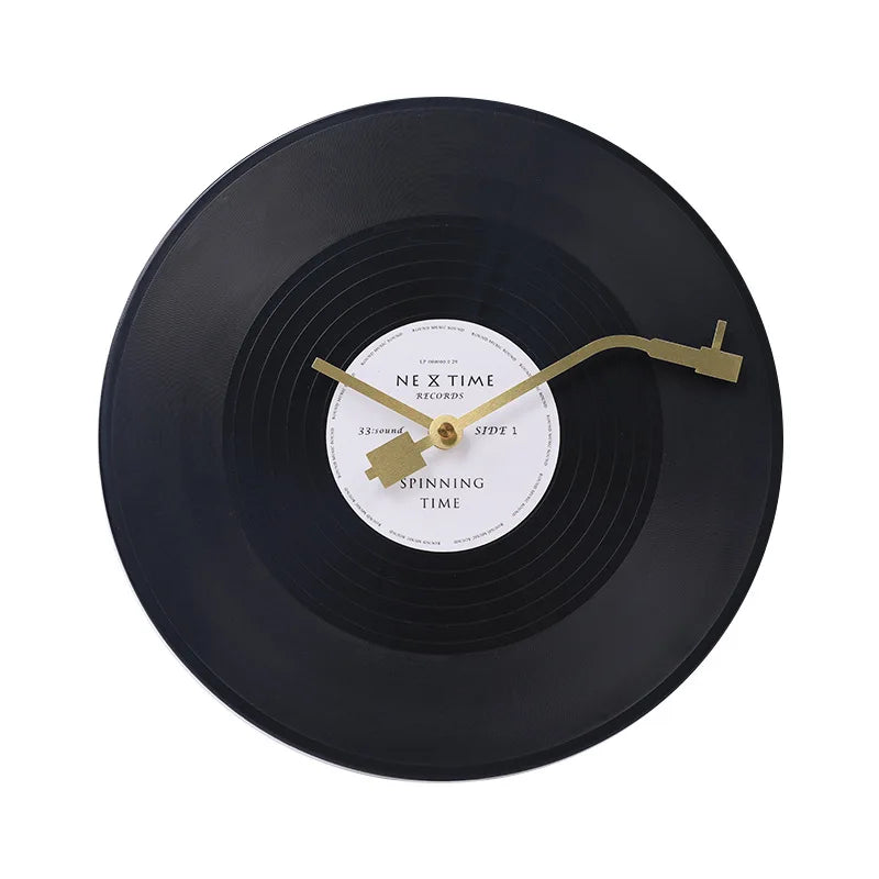 Vintage Vinyl Plade Vægur i Plast med Stille Drift