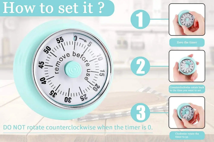 Magnetisk Køkken Timer med 60 Minutters Nedtælling i Stærke Farver