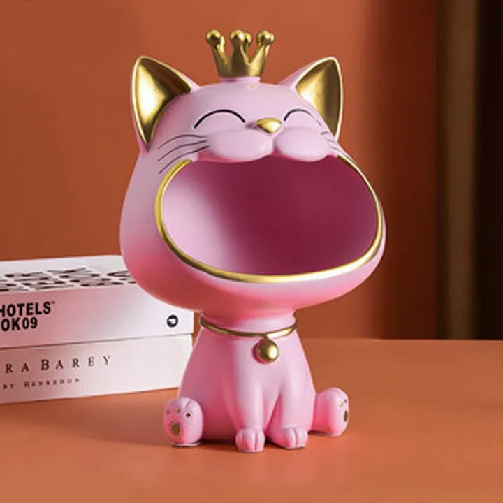 Lucky Cat Nøgleholder i Resin med Skridsikker Base