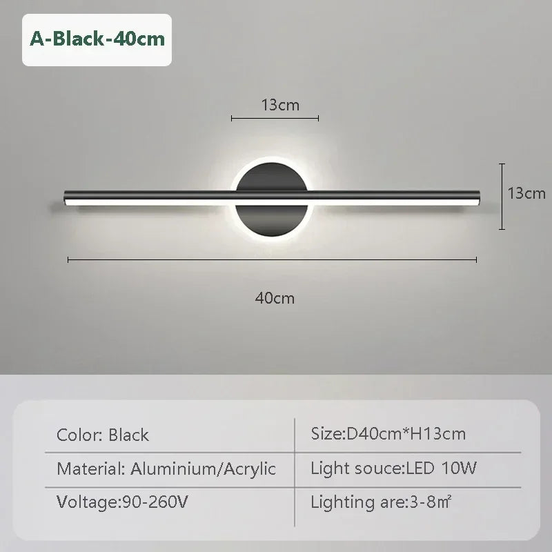 Elegant Minimalistisk LED Væglampe til Badeværelse og Soveværelse