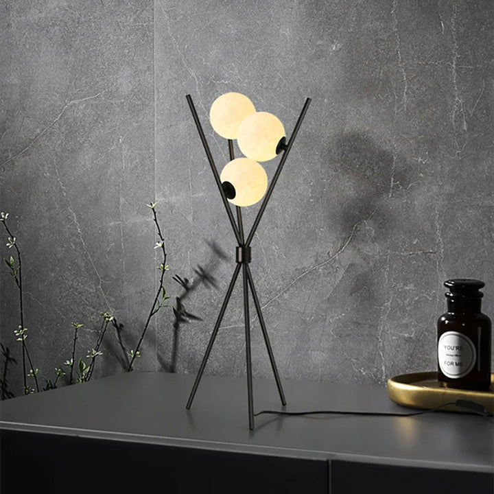 3D Måne Stående Lampe med Tripod og Varm LED Lys