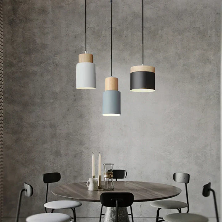 Moderne LED Pendellampe i Metal og Træ
