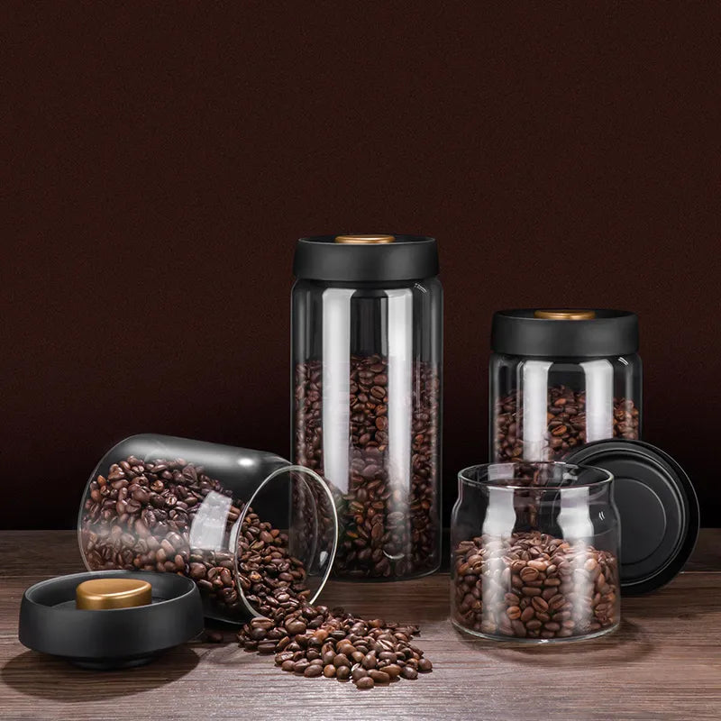 Lufttæt Vakuumforseglet Glasbeholder til Kaffe og Fødevarer