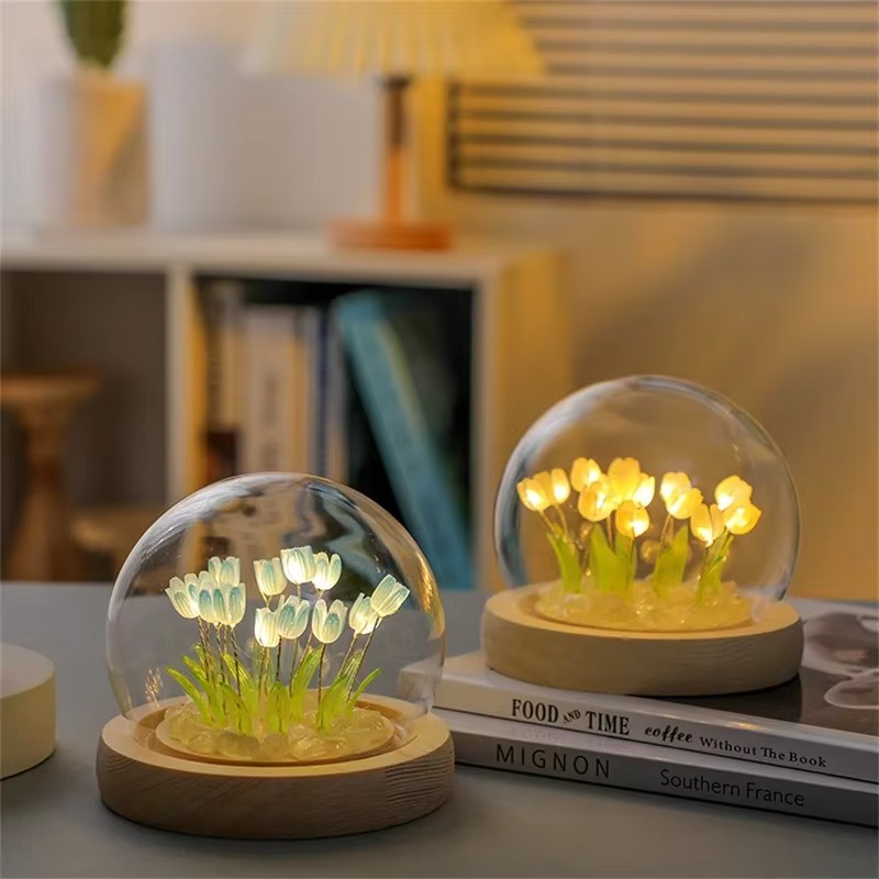 Håndlavet Tulipan LED Nattelys Bordlampe
