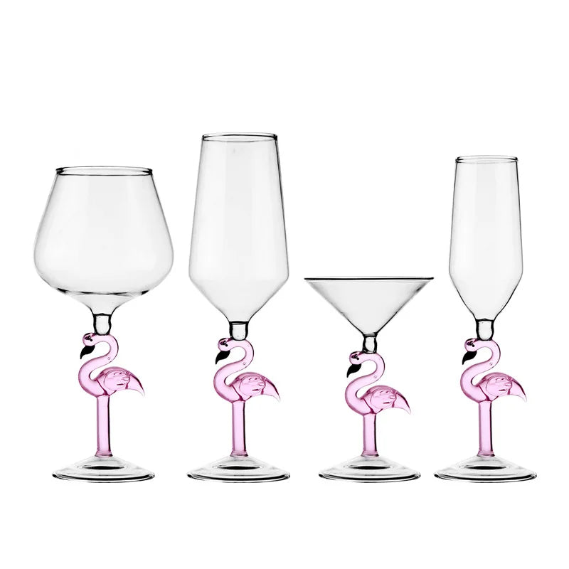 Flamingo Håndtag Glasværk Sæt til Cocktails og Vin