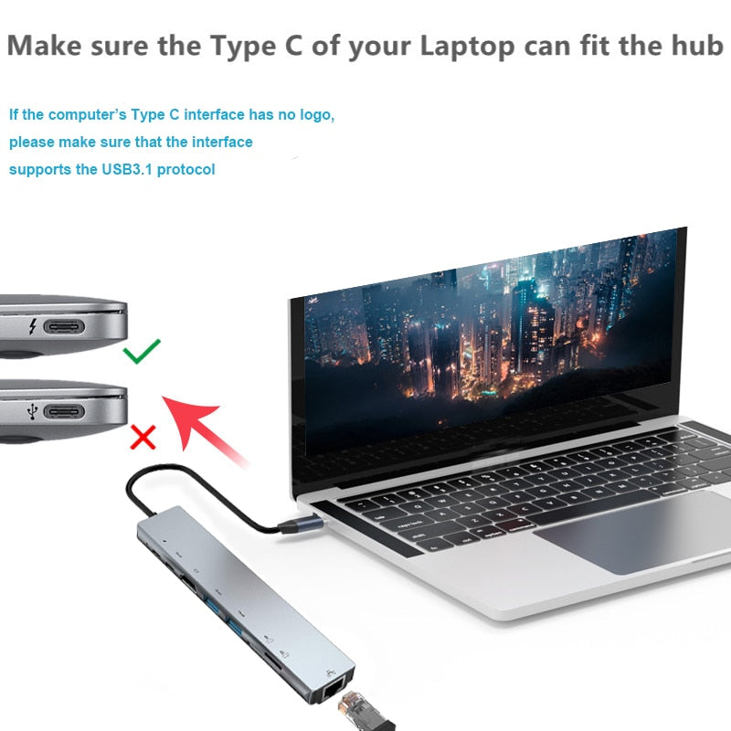 Thunderbolt 3 USB-C Hub med 4K HDMI, PD og SD/TF Kortlæser
