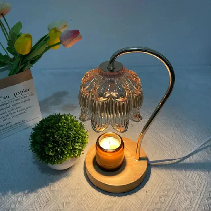 Moderne Metal- og Glasbordlampe med Varm LED-lys
