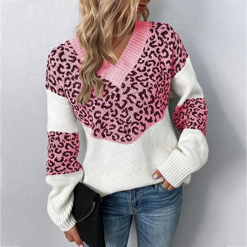 Gabriela™ | Elegant V-hals Sweater Leopard