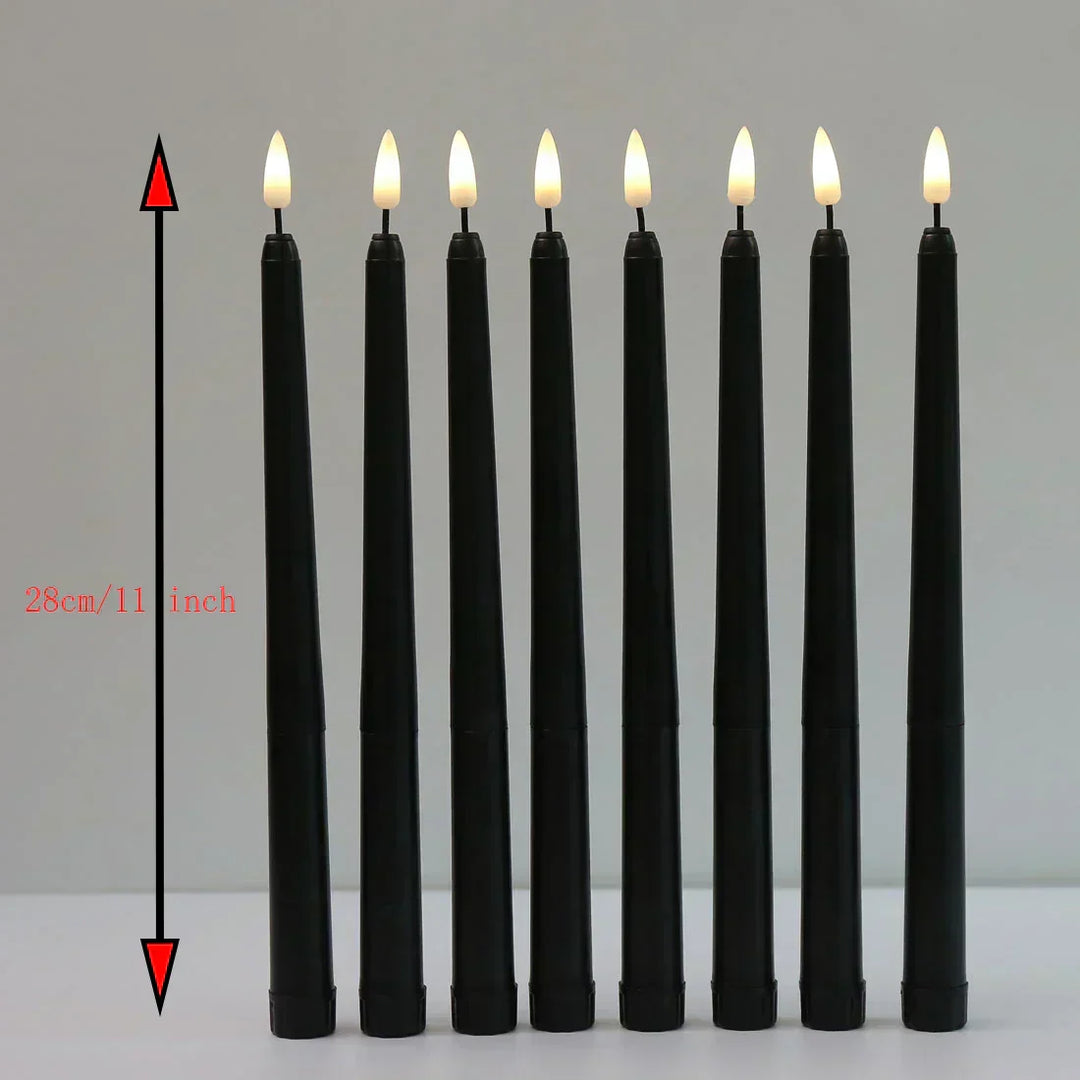 Sorte LED Lys uden Flamme med Fjernbetjening